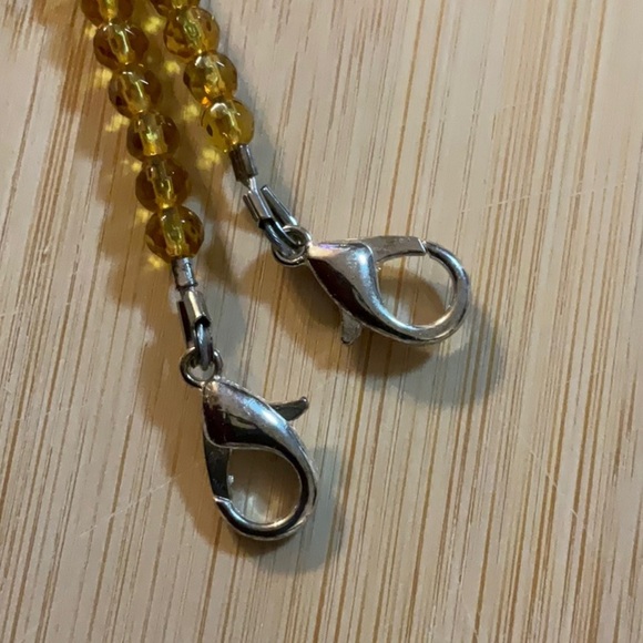 Hand Crafted Vibrant Beaded Crystal Necklace and Bracelet Set Blue Orange Yellow - Picture 8 of 8